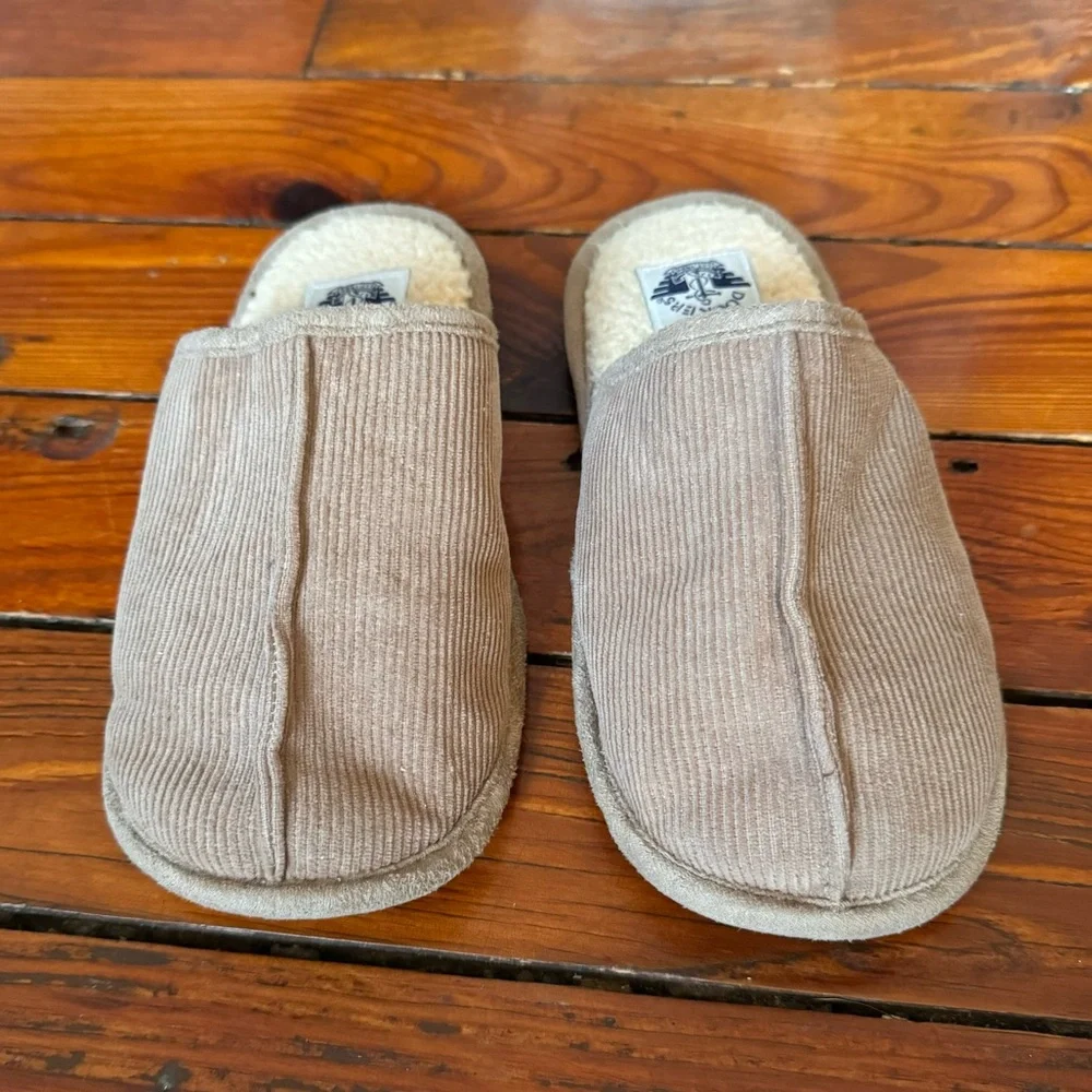 Dockers Slippers Kids Large 2-3 Brown Corduroy Fleece